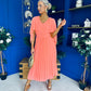 Jennifer Cape Detail Occasion Dress Peach