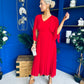 Jennifer Cape Detail Occasion Dress Strawberry