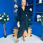 Bria Gathered Detail Midi Dress Black