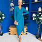 Bria Gathered Detail Midi Dress Teal