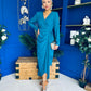 Bria Gathered Detail Midi Dress Teal