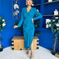 Bria Gathered Detail Midi Dress Teal