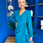 Bria Gathered Detail Midi Dress Teal