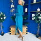 Bria Gathered Detail Midi Dress Teal
