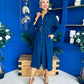 Grace Buckle Detail Midi Shirt Dress Navy