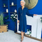 Grace Buckle Detail Midi Shirt Dress Navy