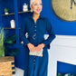 Grace Buckle Detail Midi Shirt Dress Navy