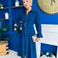 Grace Buckle Detail Midi Shirt Dress Navy