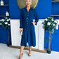 Grace Buckle Detail Midi Shirt Dress Navy