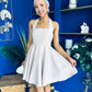 Pandora Halter Neck Mini Skater Dress Stone
