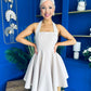 Pandora Halter Neck Mini Skater Dress Stone