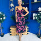 Ainsley Frill Detail Diamond Butterfly Print Midi Dress Black