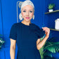 Minta Bow Detail Short Sleeve Midi Dress Navy