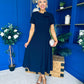 Minta Bow Detail Short Sleeve Midi Dress Navy