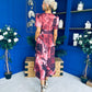 Dora Puff Sleeve Midi Wine Floral