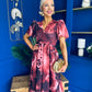 Dora Puff Sleeve Midi Wine Floral