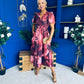 Dora Puff Sleeve Midi Wine Floral