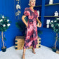 Dora Puff Sleeve Midi Wine Floral