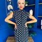 Hannah Frill Sleeve Button Front Midi Dress Black Polka