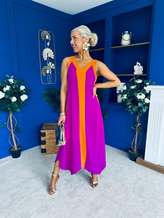 Jules 2 Tone Midi Dress Orchid