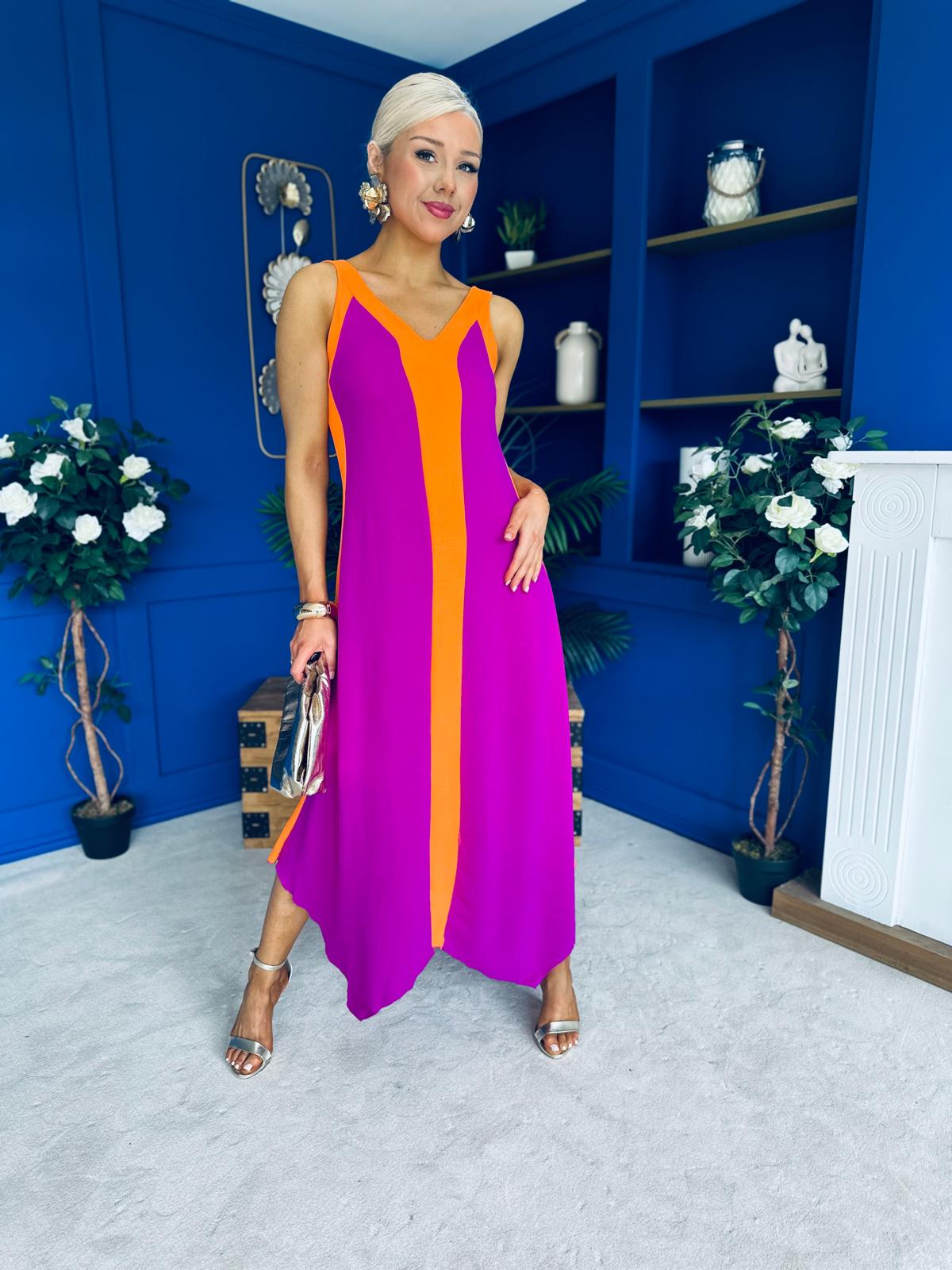 Jules 2 Tone Midi Dress Orchid