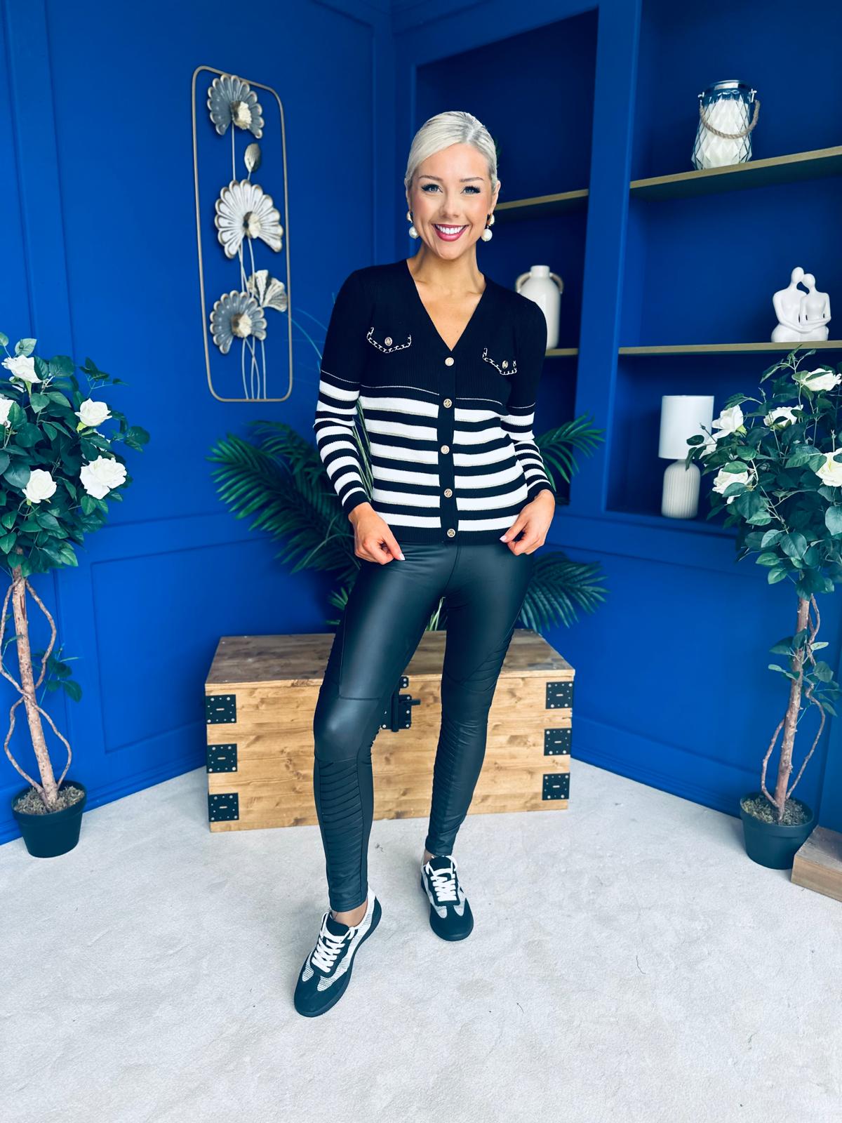 Juno Ribbed Detail Leggings Black