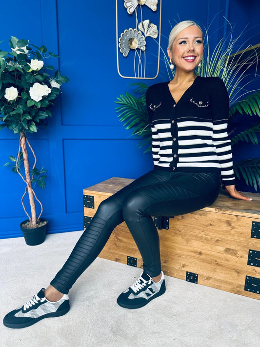 Juno Ribbed Detail Leggings Black