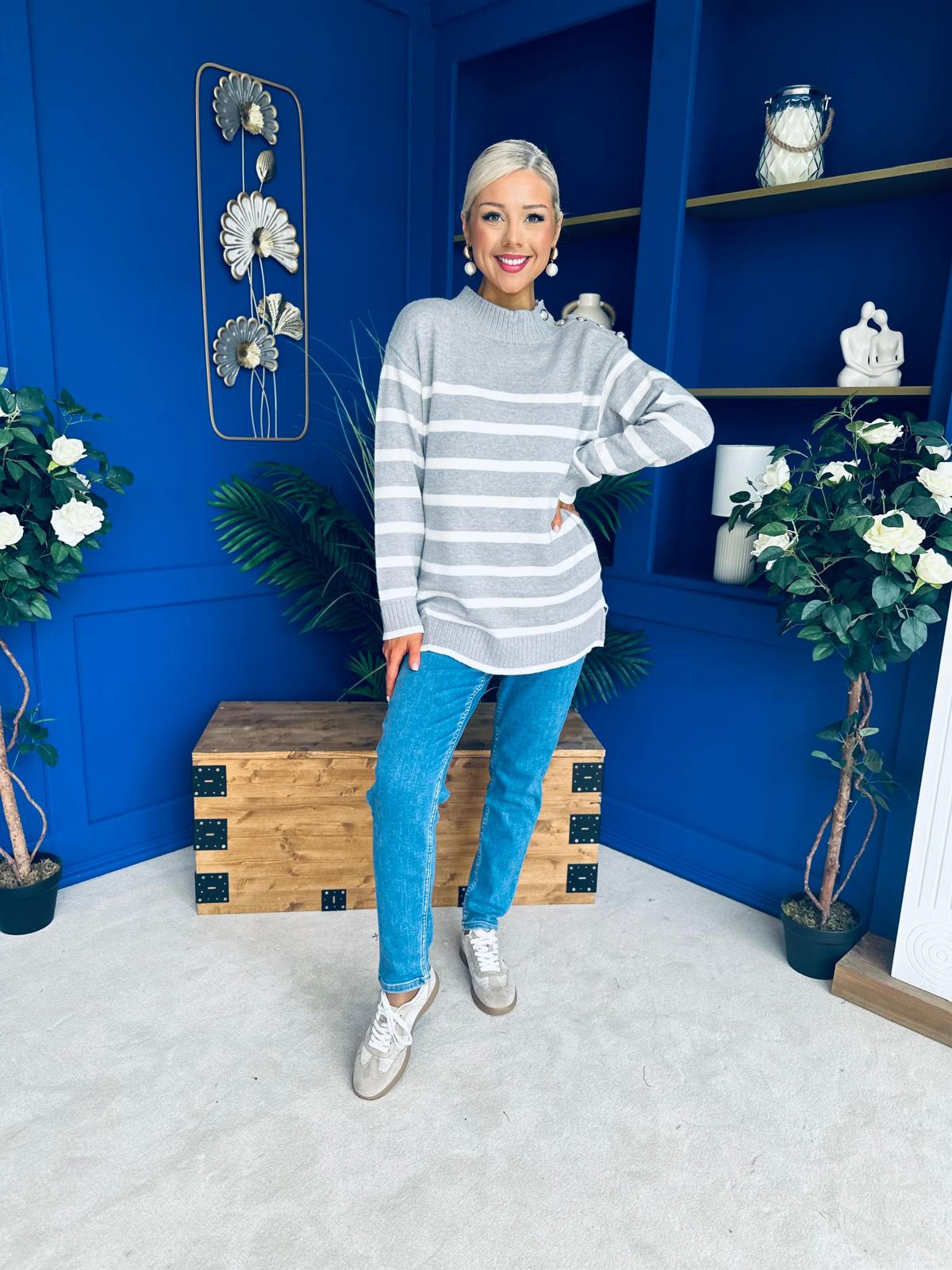 Fran Detailed Longline Jumper Grey