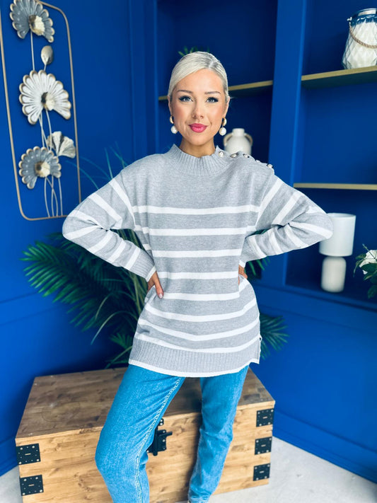 Fran Detailed Longline Jumper Grey