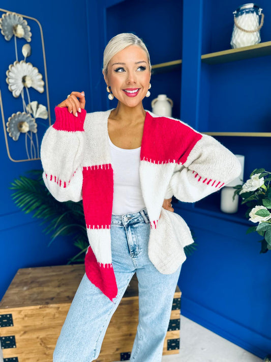 Tamara Chunky Cardi Fuchsia Pre Order 30 Aug