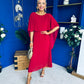 Blaithin Cape Detail Occasion Dress Wine