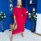 Blaithin Cape Detail Occasion Dress Wine