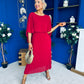 Blaithin Cape Detail Occasion Dress Wine