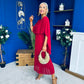 Blaithin Cape Detail Occasion Dress Wine