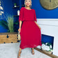 Blaithin Cape Detail Occasion Dress Wine