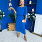 Blaithin Cape Detail Occasion Dress Cobalt