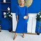 Blaithin Cape Detail Occasion Dress Cobalt