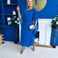 Blaithin Cape Detail Occasion Dress Cobalt