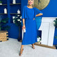Blaithin Cape Detail Occasion Dress Cobalt