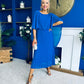 Blaithin Cape Detail Occasion Dress Cobalt