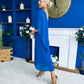 Blaithin Cape Detail Occasion Dress Cobalt