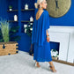 Blaithin Cape Detail Occasion Dress Cobalt