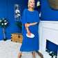 Blaithin Cape Detail Occasion Dress Cobalt