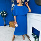 Blaithin Cape Detail Occasion Dress Cobalt