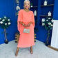 Blaithin Cape Detail Occasion Dress Peach