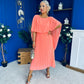 Blaithin Cape Detail Occasion Dress Peach
