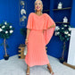 Blaithin Cape Detail Occasion Dress Peach