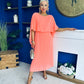 Blaithin Cape Detail Occasion Dress Peach