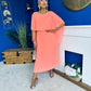 Blaithin Cape Detail Occasion Dress Peach