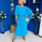 Blaithin Cape Detail Occasion Dress Cyan